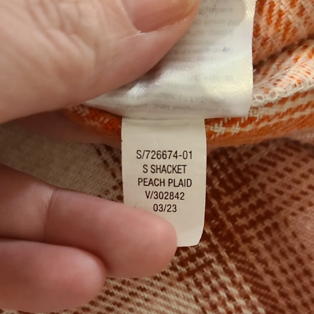 Old Navy Pink and Orange Peach Plaid Shacket Shirt Jacket Girls XL(14-16)